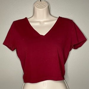 Maroon v-neck crop top